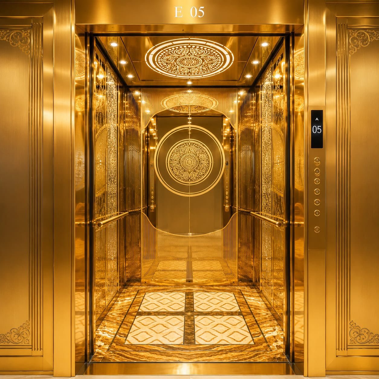 Golden luxury home elevator
